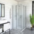 Roltechnik PXS2L+PXS2P 90x90 cm szögletes zuhanykabin 2 tolóajtóval, átlátszó üveg, brillant profil