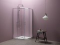 Kolpa San Eco Quat TKP 90x90 cm íves zuhanykabin 2 tolóajtóval, ezüst kerettel, átlátszó üveggel