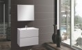 Wellis Elois Grey 60 cm komplett 2 fiókos fürdőszobabútor, öntött márvány mosdóval + tükörrel, fénye