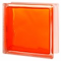 1919  8 W Brilly narancssárga anyagában színezett, átlátszó, hullámos üvegtégla 19x19x8 cm 