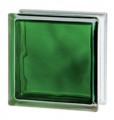 1919  8 W Brilly zöld anyagában színezett, átlátszó, hullámos üvegtégla 19x19x8 cm