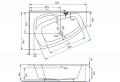 M-Acryl Claudia 160x105 cm aszimmetrikus akril kád+tartóláb szett