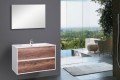 Wellis Ginger 80 cm komplett fürdőszobabútor 2 fiókkal, öntött márvány mosdóval + tükörrel, Dió szín