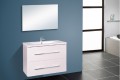 Wellis Nina 80 cm komplett fürdőszobabútor, 2 fiókkal, öntött márvány mosdóval + tükörrel, fényes fe