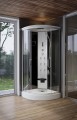 Sanimix Hidromasszázs zuhanykabin elektronikával 90x90x215 cm, fekete hátfalüveggel, alacsony zuhany