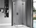 Wellis Murano Black 90x90 cm szögletes zuhanykabin 2 nyílóajtóval, fekete kerettel, átlátszó üveggel
