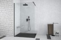 Besco Aveo Black Walk in zuhanyfal fekete profillal, 130x195 cm