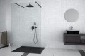 Besco Aveo Due Black Walk in zuhanyfal fekete profillal, 140x195 cm