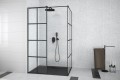 Besco Excea 2 részes Walk in zuhanyfal, fekete profillal, 100x80x190 cm